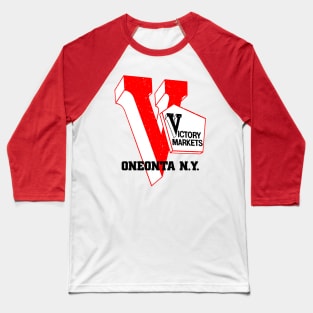 Victory Market Former Oneonta NY Grocery Store Logo Baseball T-Shirt